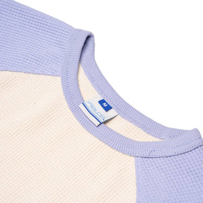 Waffle Knit Longsleeve - Periwinkle & Cream
